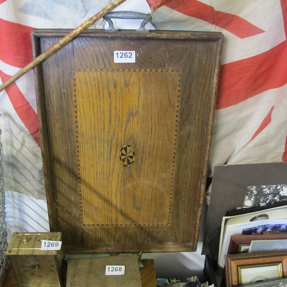 Lot 1262: A vintage wooden butlers serving tray