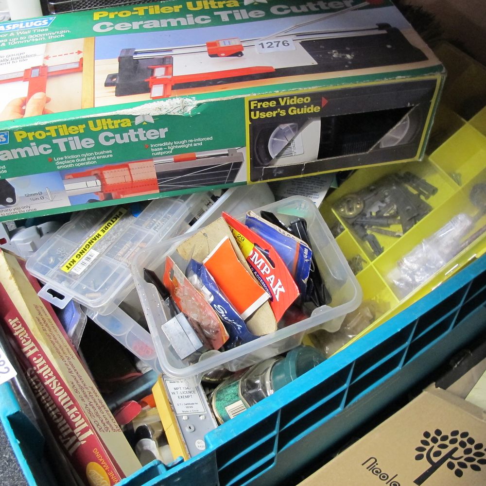 Lot 1282: a box of miscellaneous tools and accessories well...