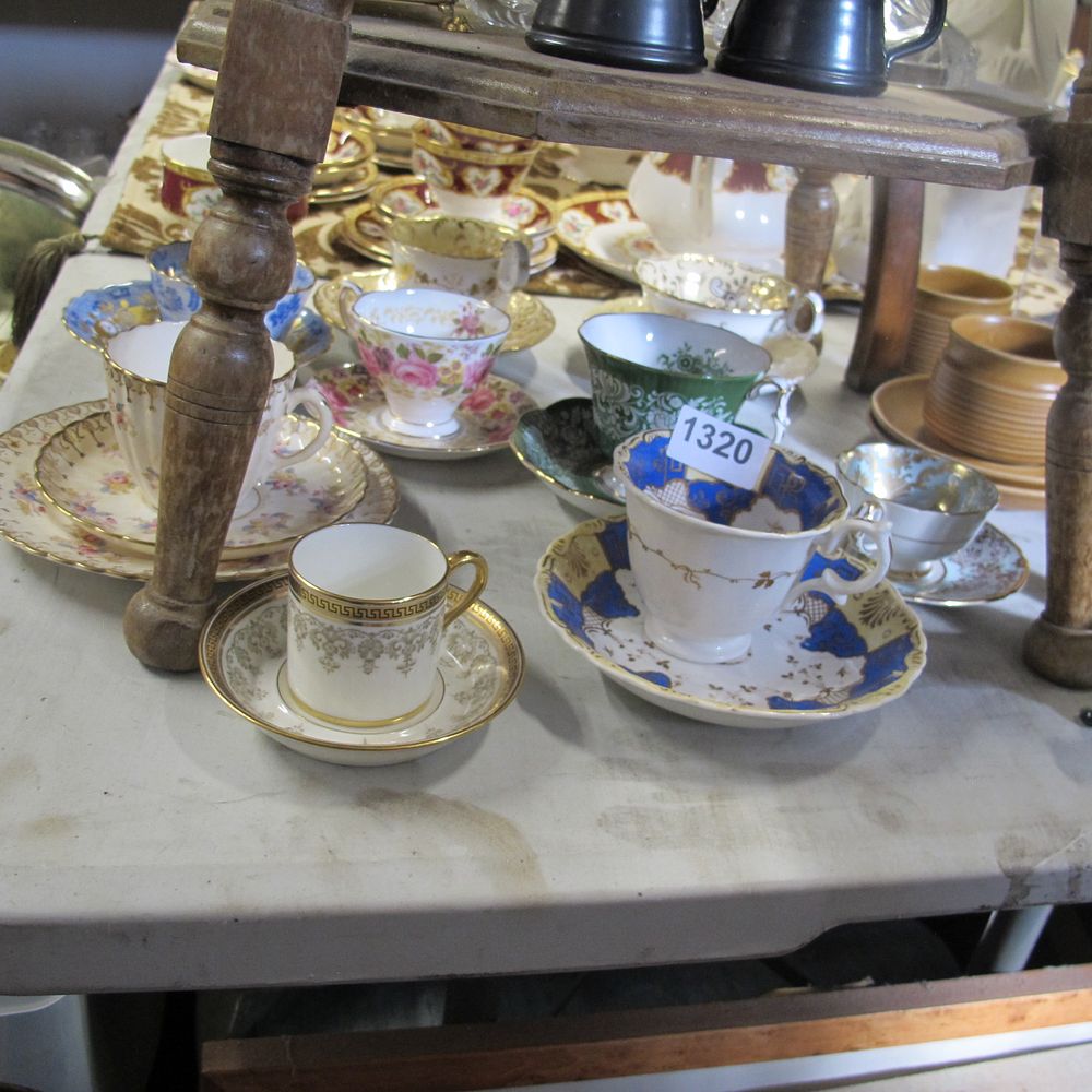 Lot 1320: 8 various beautiful cups and saucers mainly Ainsley
