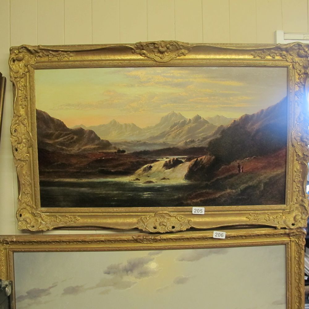 Lot 205: original gilt framed landscape oil on canvas by...