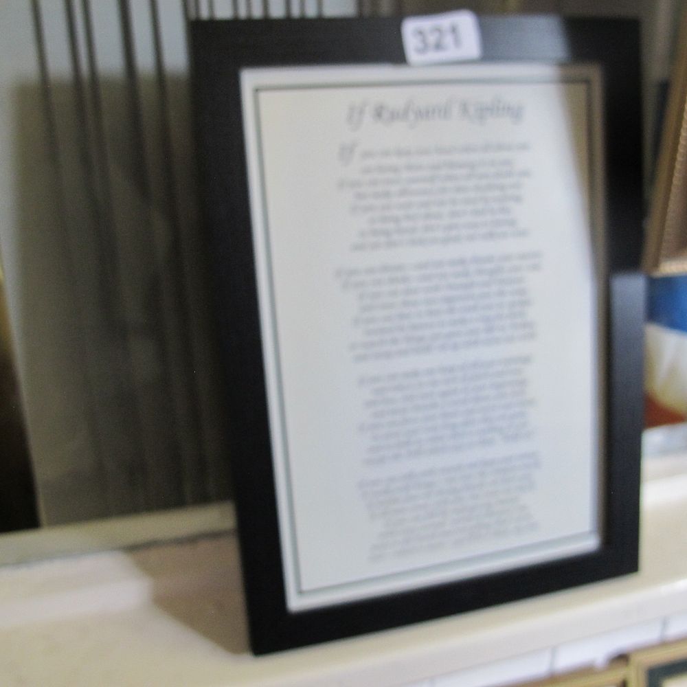 Lot 321: Framed and glazed writing piece by Rudyard Kipling 