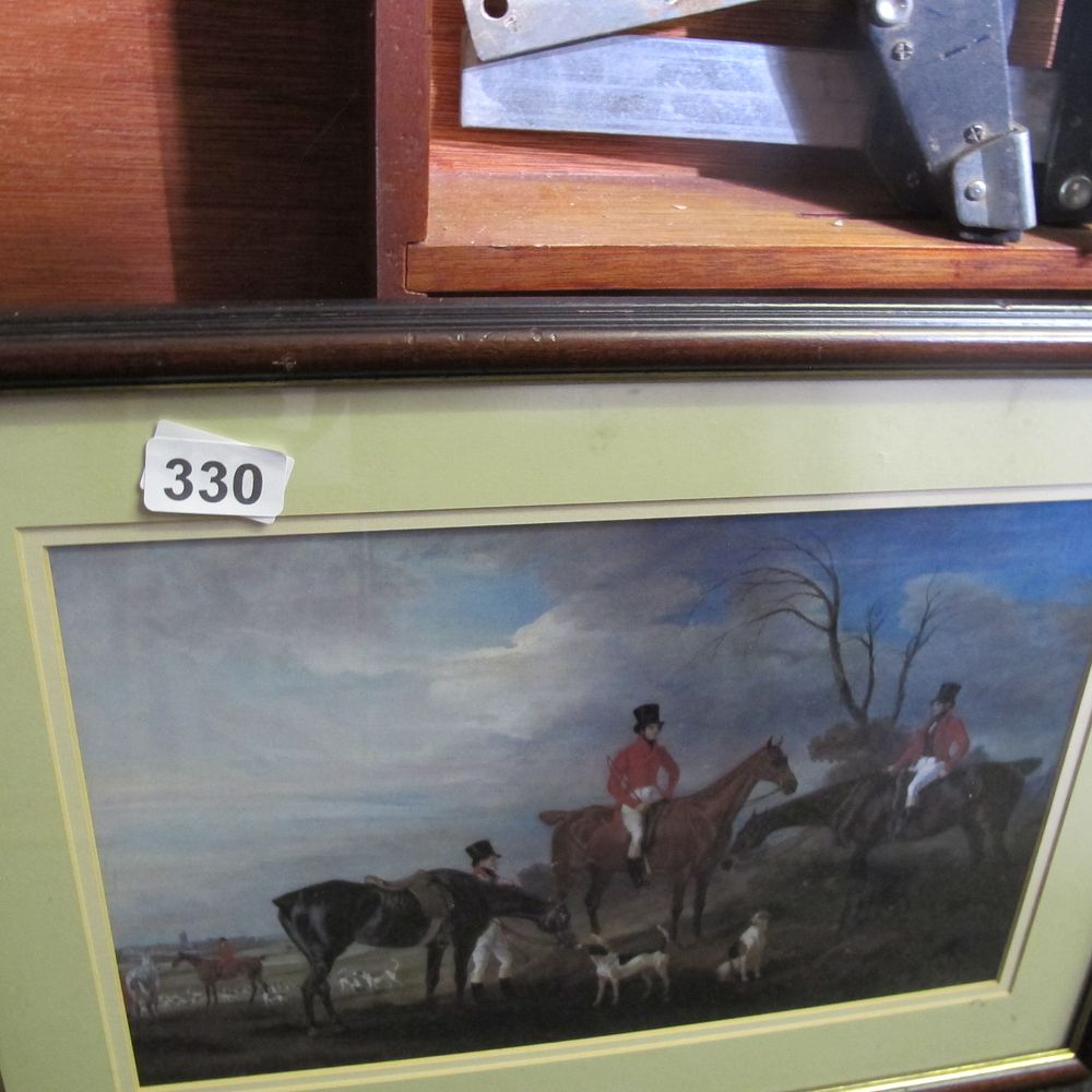 Lot 330: Framed and glazed hunting scene picture