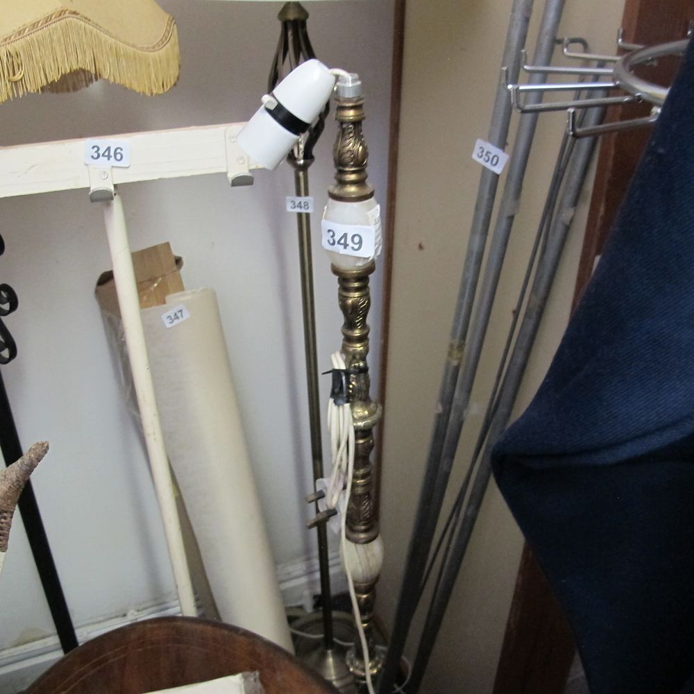 Lot 349: Brass floor standing lamp base 