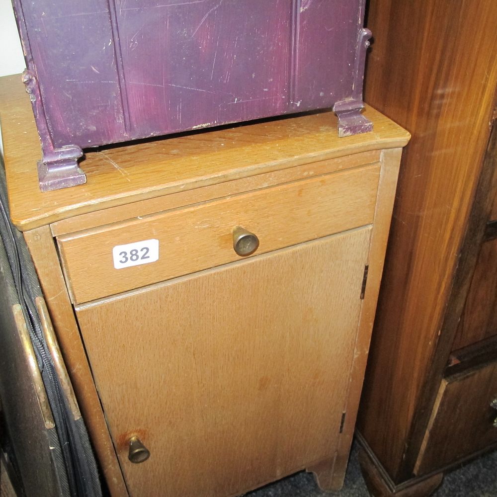 Lot 382: Wooden cupboard with drawer