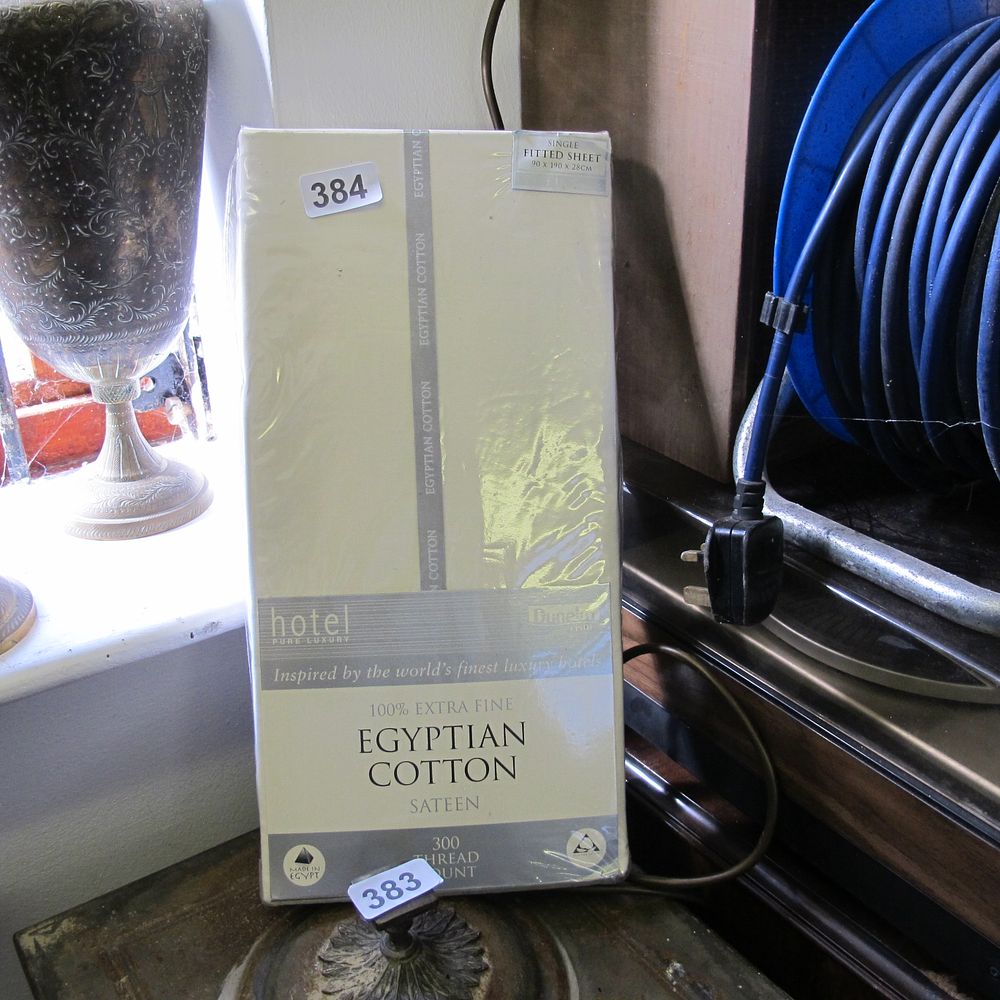 Lot 384: Brand new 300 count Egyptian cotton single fitted...