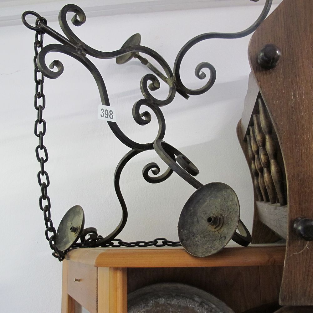 Lot 398: Ornate metal light fitting 