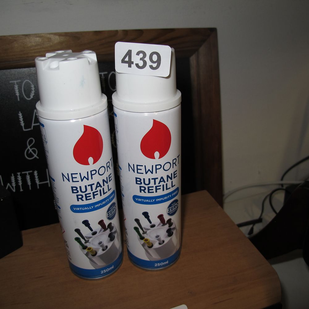 Lot 439: 2 Butane gas refill cannisters