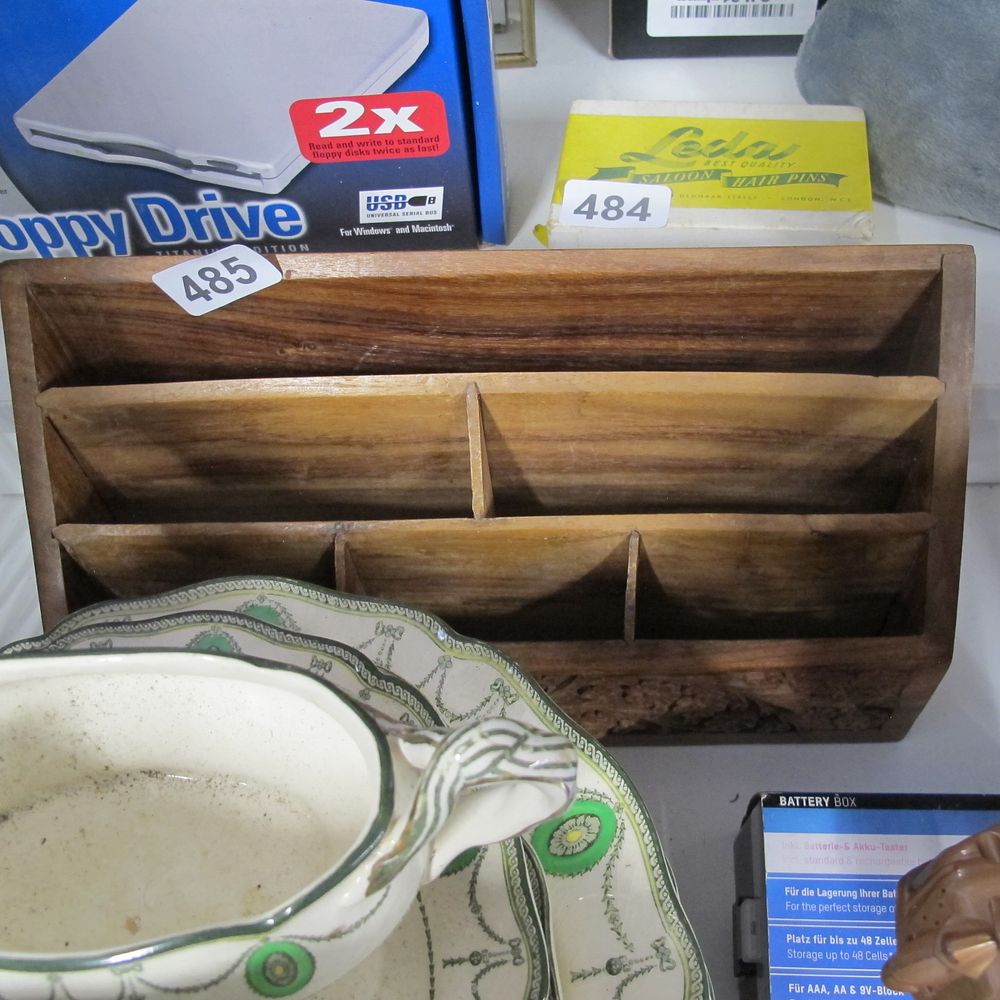 Lot 485: Mango wood letter rack