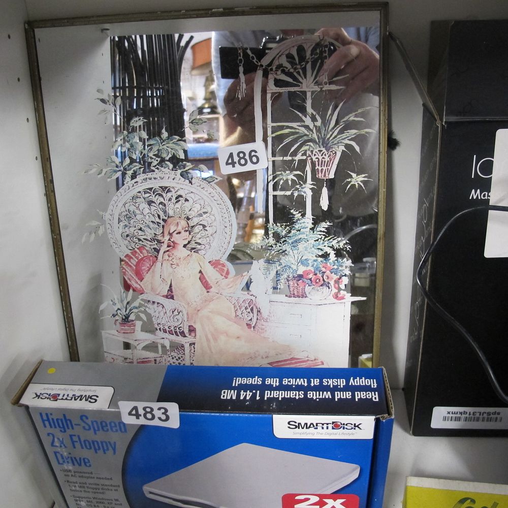 Lot 486: Hand painted wall mirror