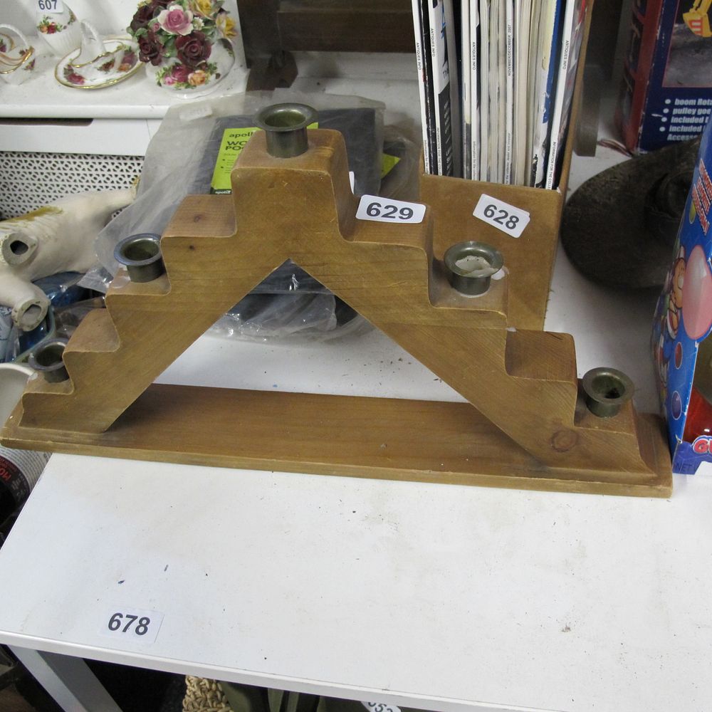 Lot 629: Wooden Menorah candle stick bridge