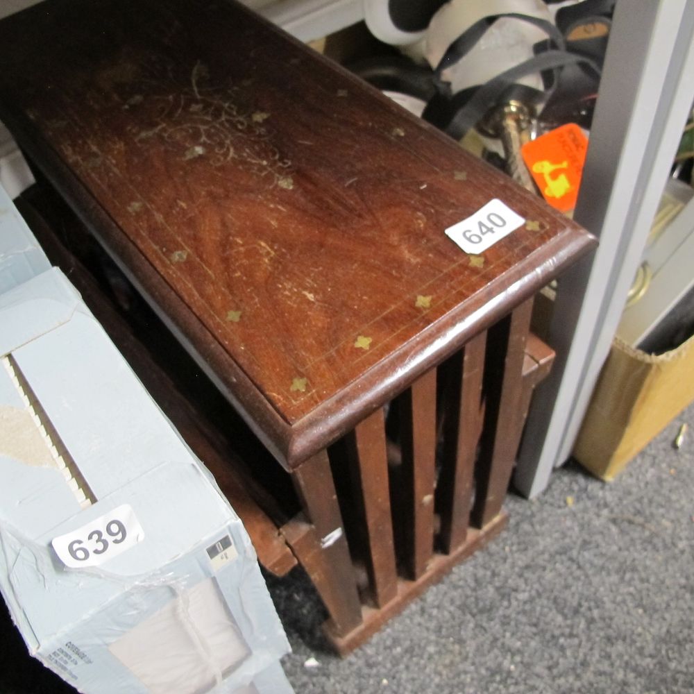 Lot 640: wooden retro side table / magazine rack