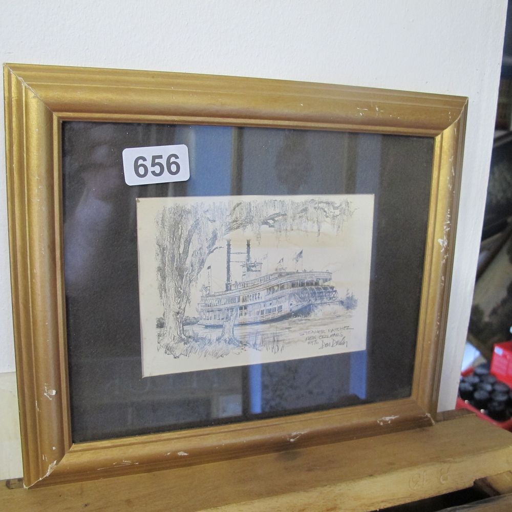 Lot 656: Framed print of a Paddle steamer