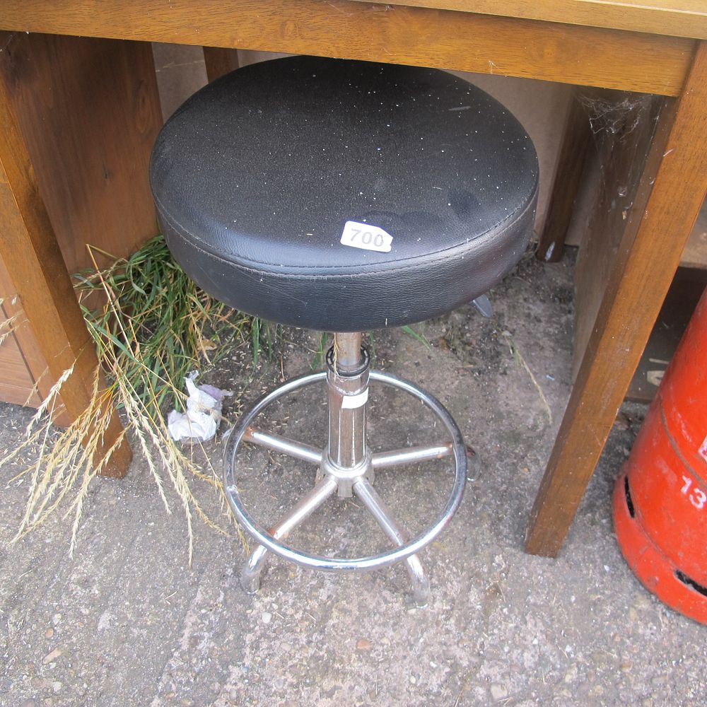 Lot 700: Leather and chrome swivel stool