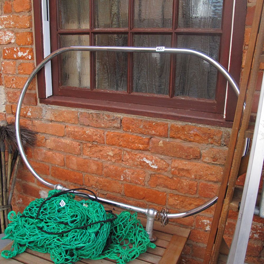 Lot 827: Victorian stainless steel over bath shower rail