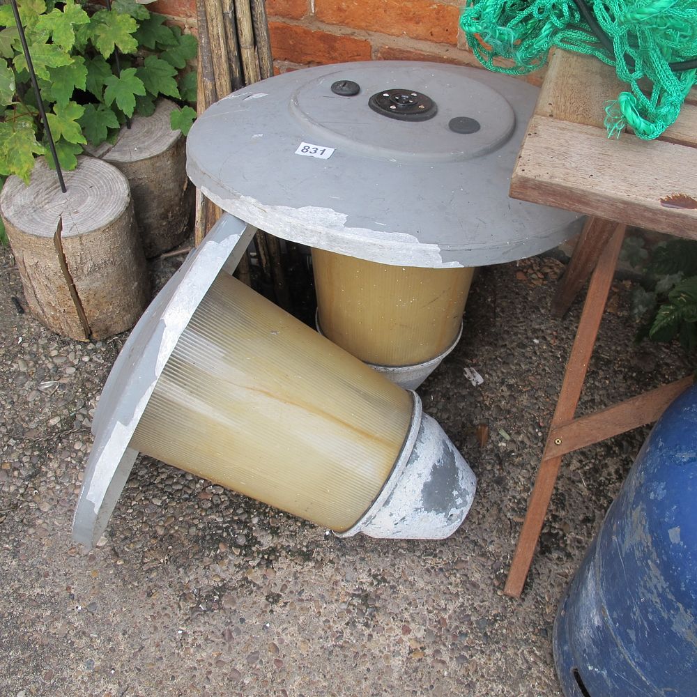 Lot 831: two vintage street light tops