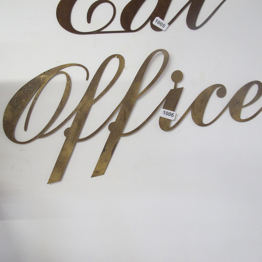 Lot 1006: Metal wall hanging ‘Office’ sign 