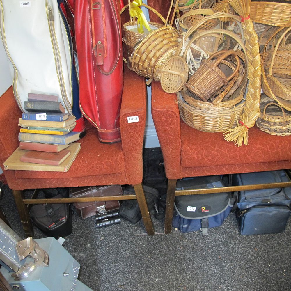 Lot 1012: Pair of upholstered armchairs 