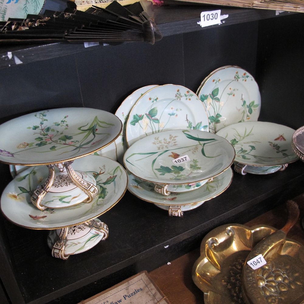 Lot 1037: China plates and cake stand collection aesthetic movement...