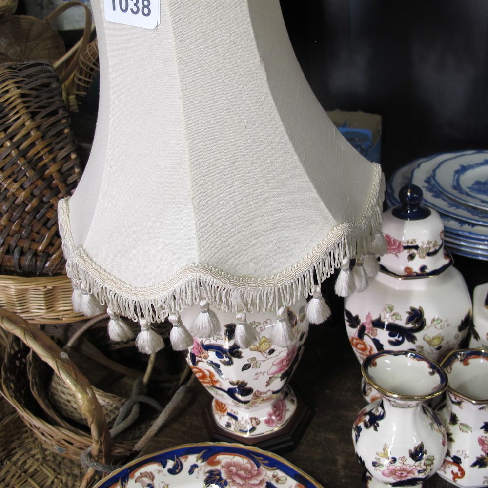 Lot 1038: Mason ware china table lamp with shade ***