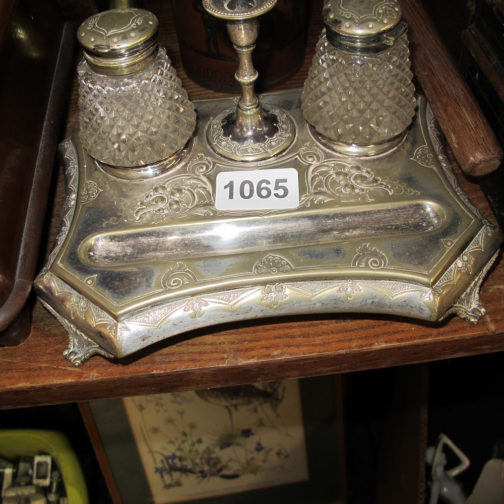 Lot 1065: Silver writing set ***EPNS