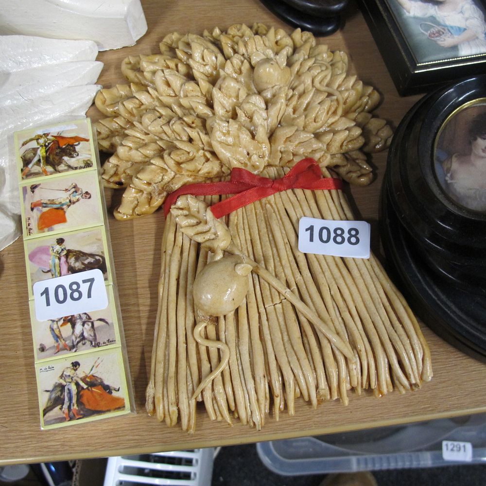 Lot 1088: Handmade wheat and mouse ornament 
