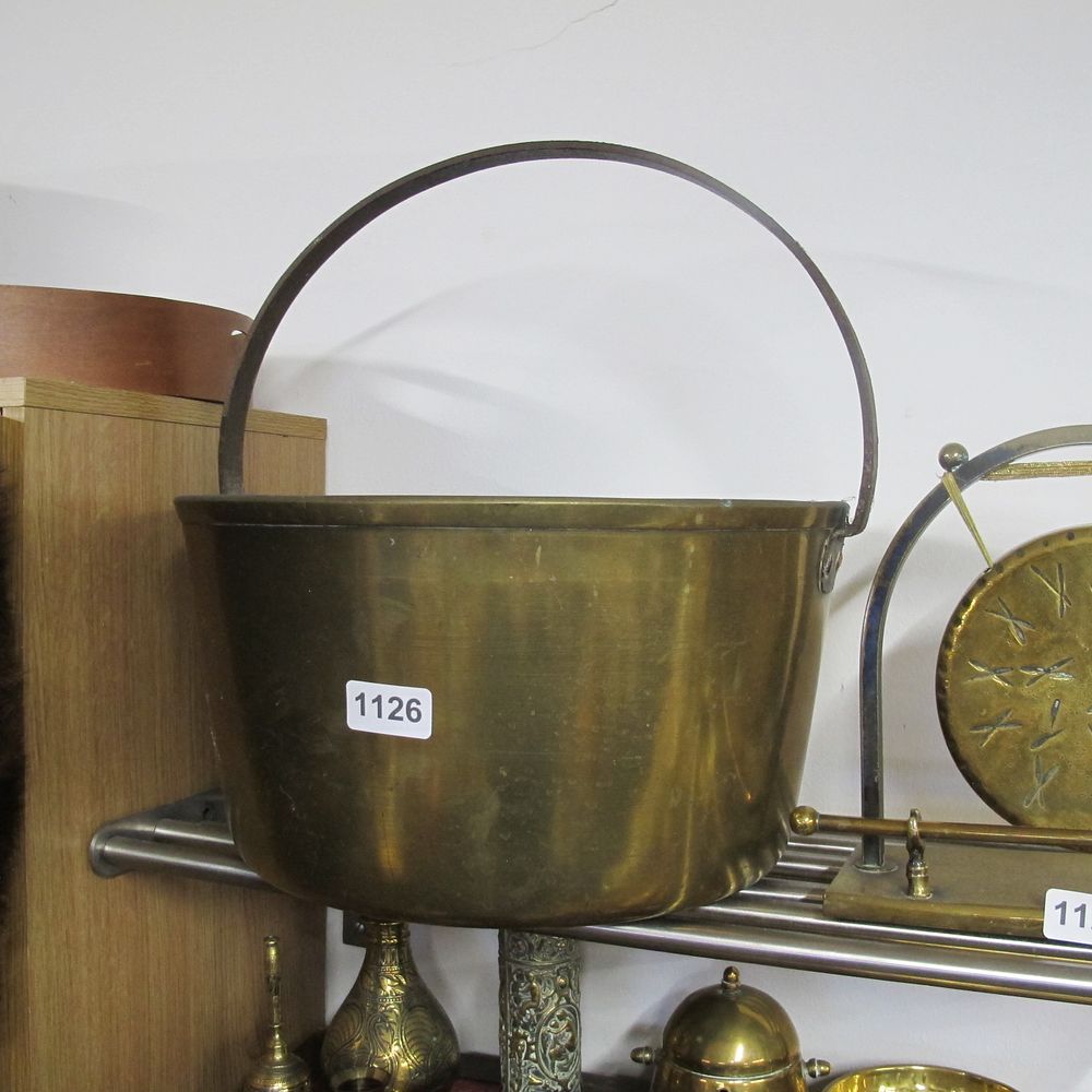 Lot 1126: Brass jam pot
