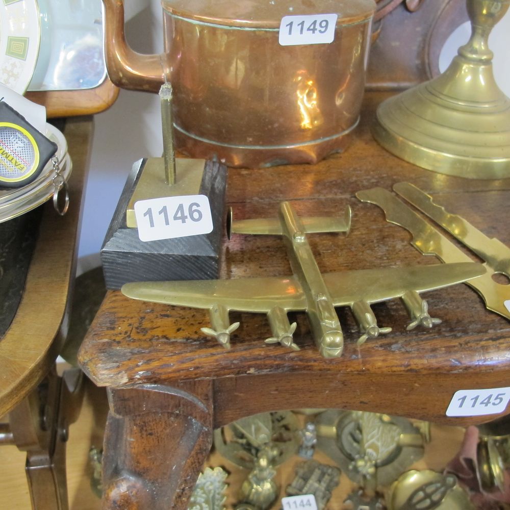 Lot 1146: Brass plane on stand a/f