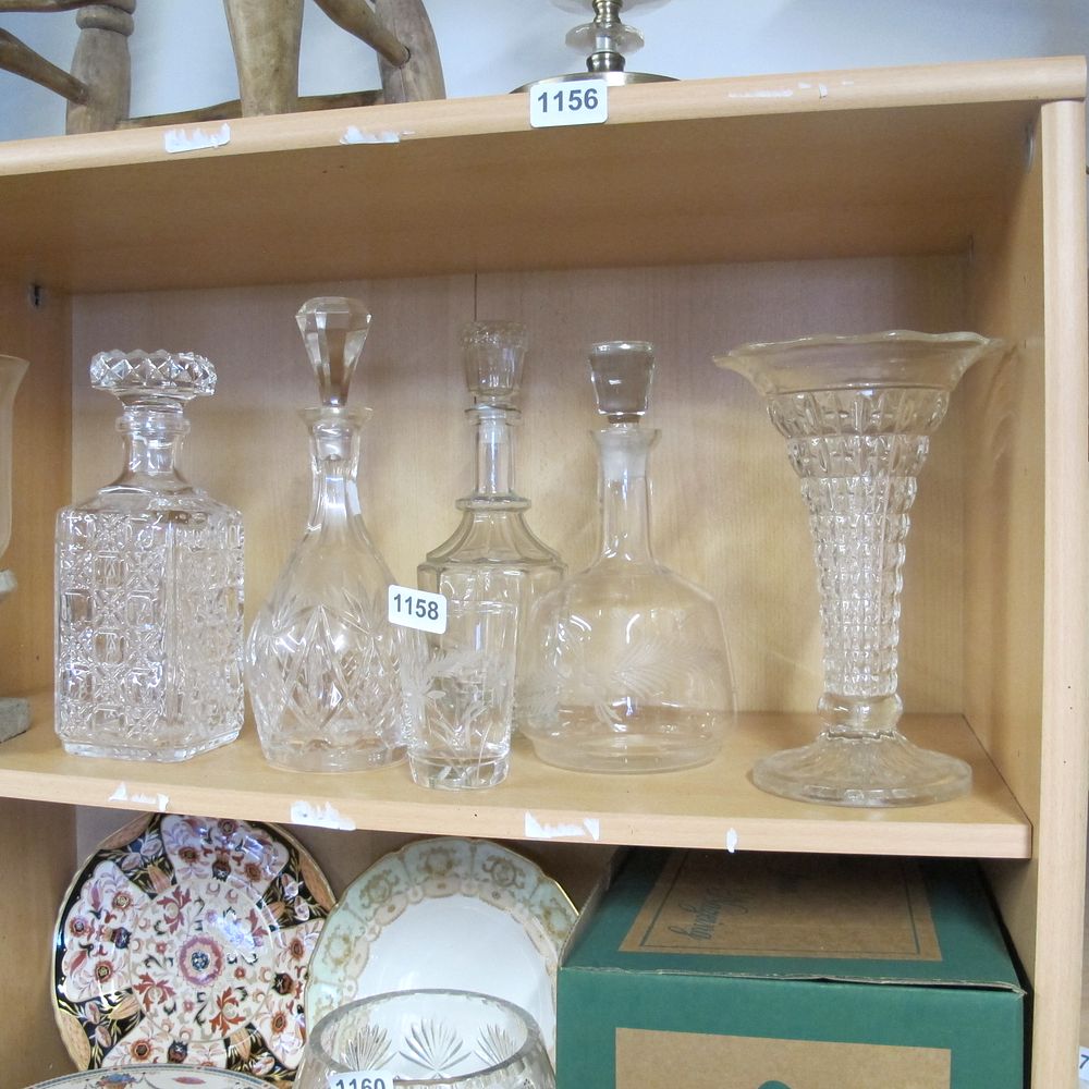 Lot 1158: Qty of glass decanters etc