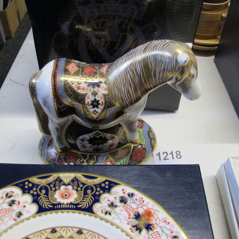 Lot 1218: Boxed Royal Crown Derby Miniature Shetland Pony paperweight