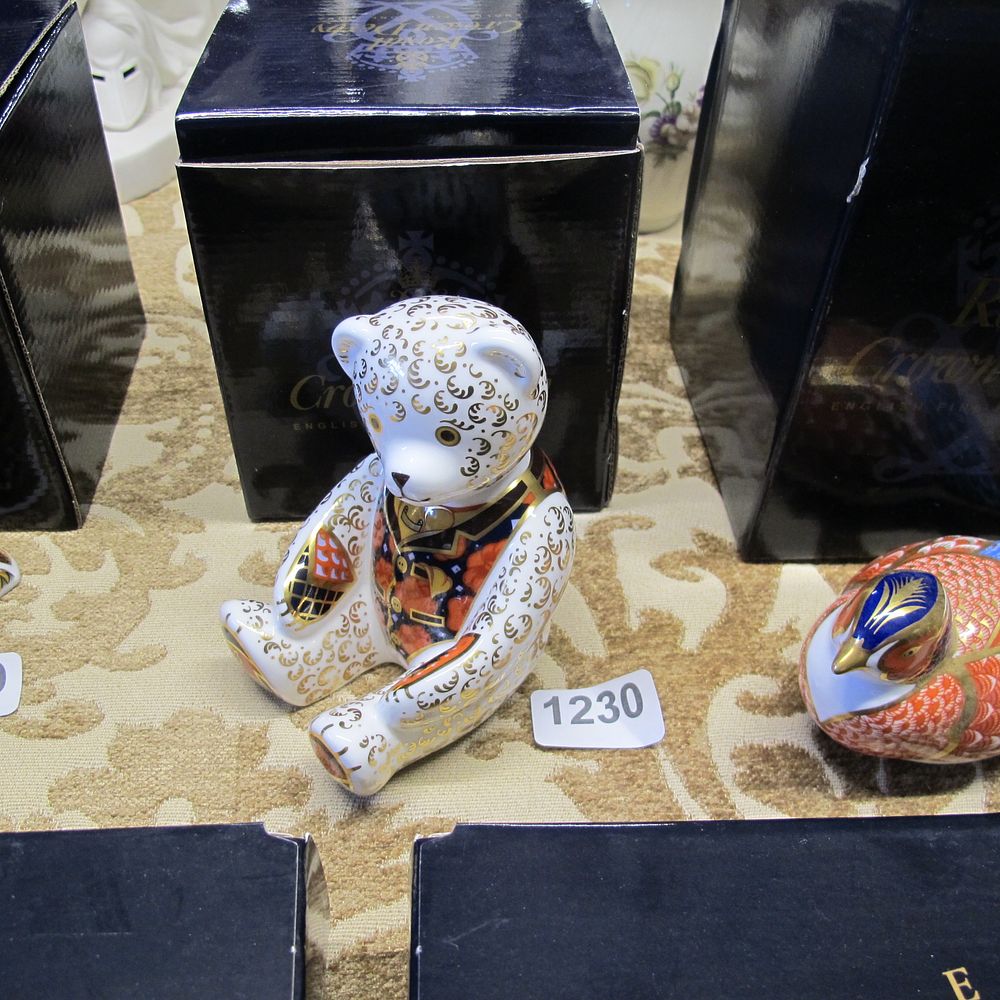 Lot 1230: Boxed Royal Crown Derby Debonair teddy bear