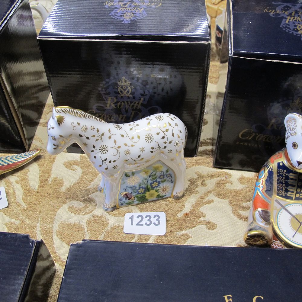 Lot 1233: Boxed Royal Crown Derby miniature Shetland pony horse