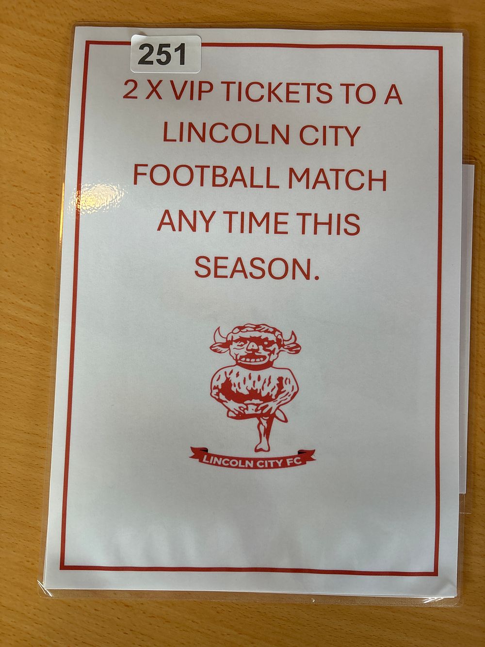 Lot 251: 2 x VIP tickets to a Lincoln City...