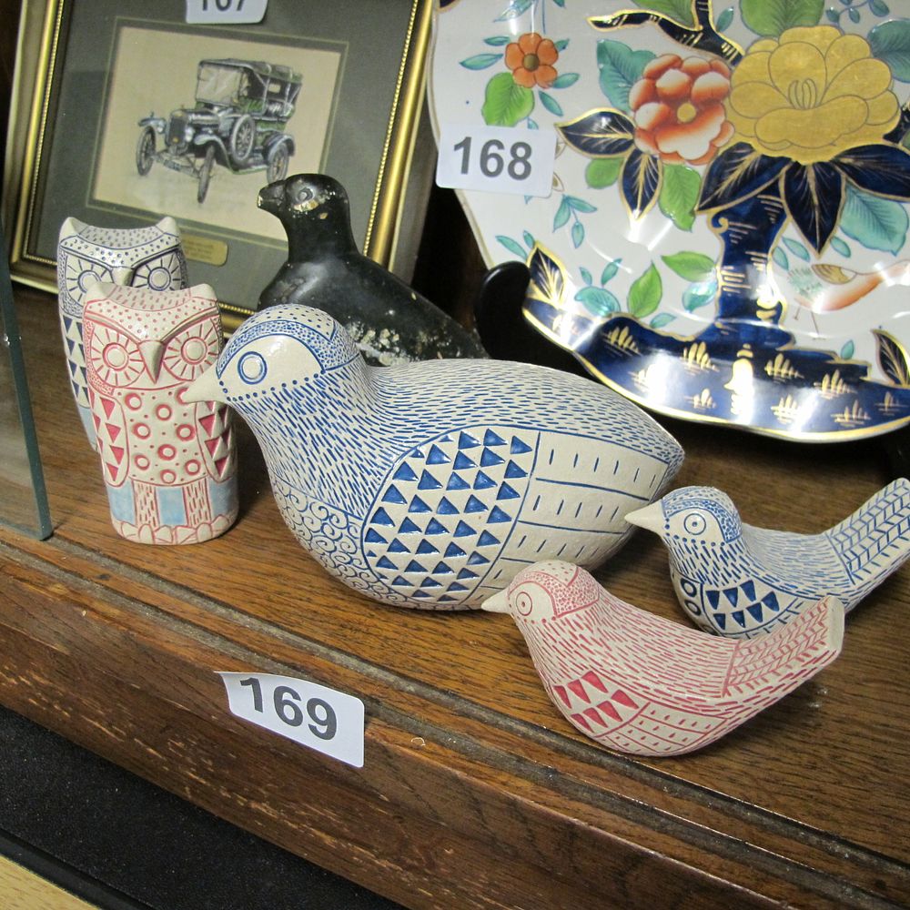 Lot 168: a collection of pottery sculptures hand made by...