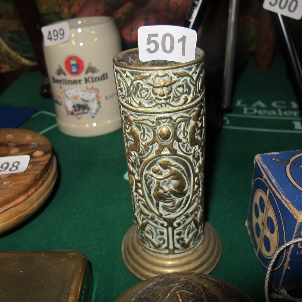 Lot 501: Repousse brass vase