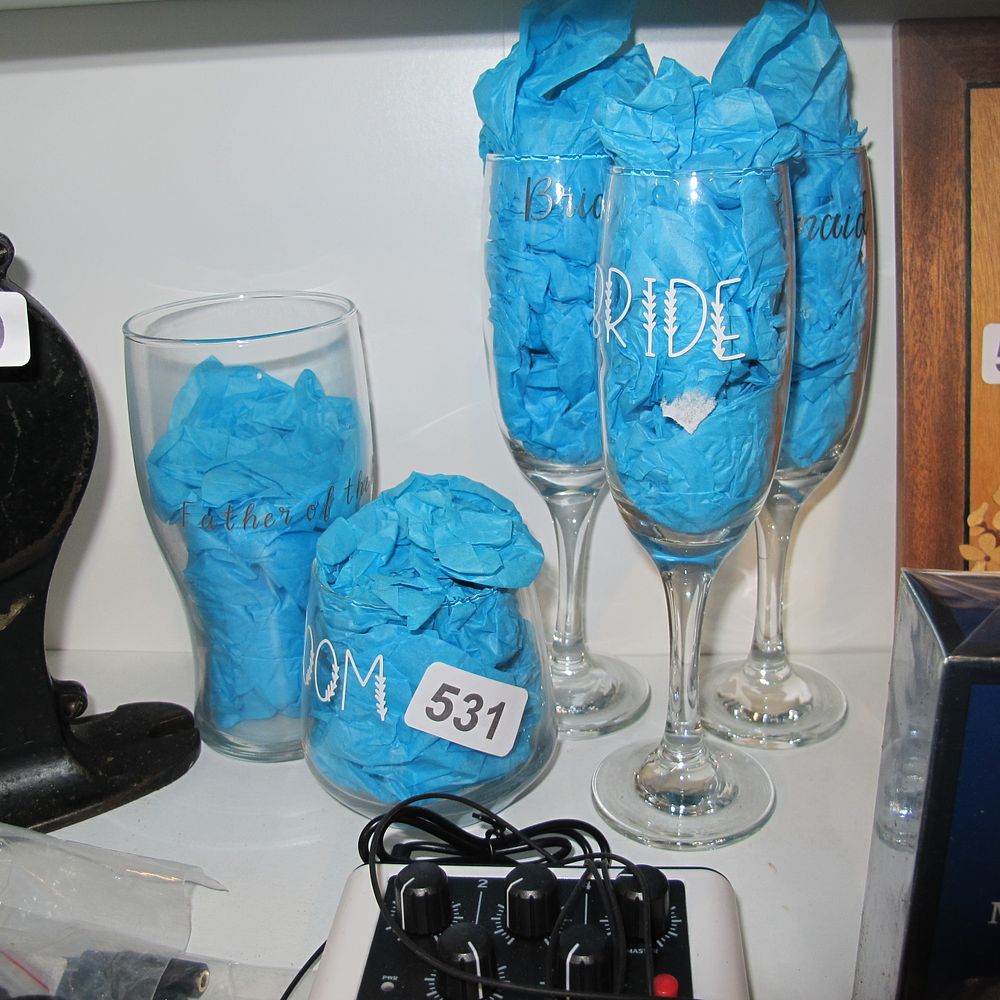 Lot 531: Wedding related glasses