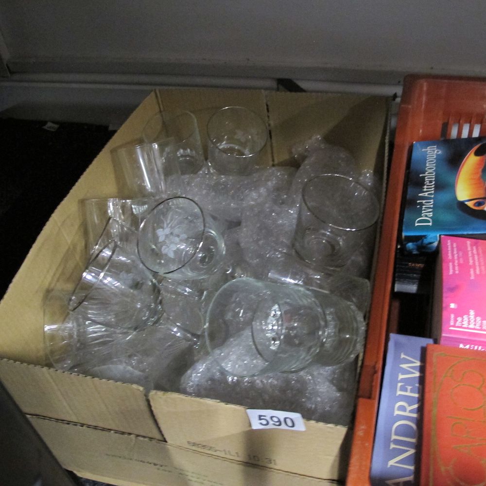 Lot 590: Box of glasses