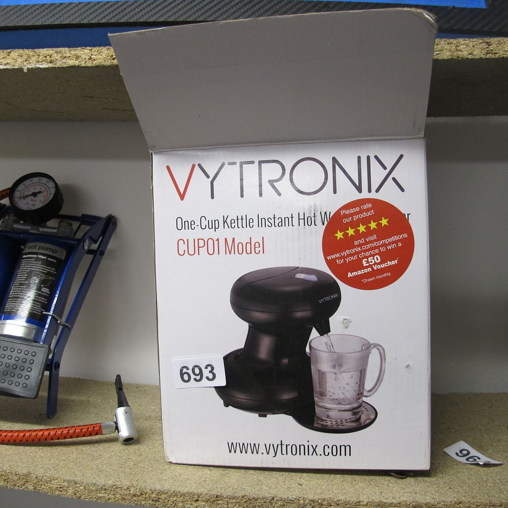 Lot 693: Vytronix one cup instant hot water dispenser