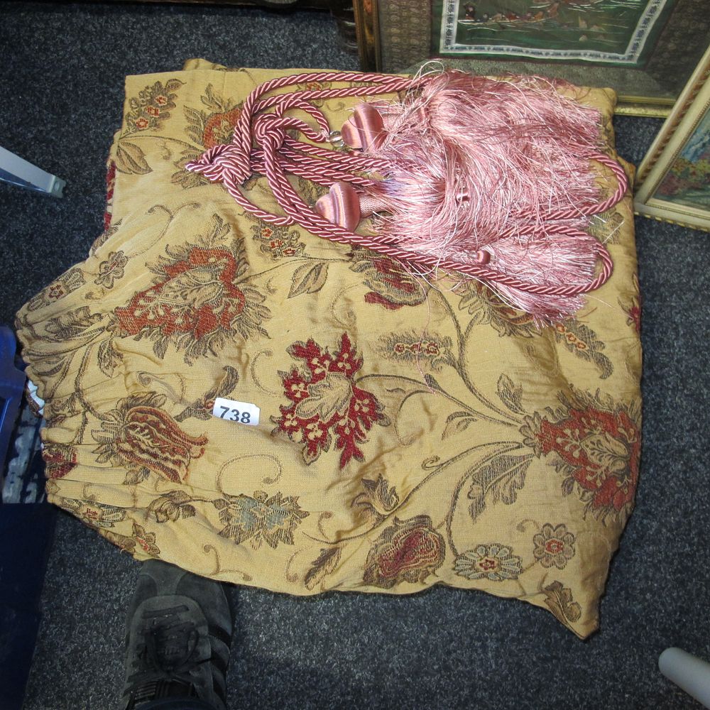 Lot 738: Curtains and tie backs