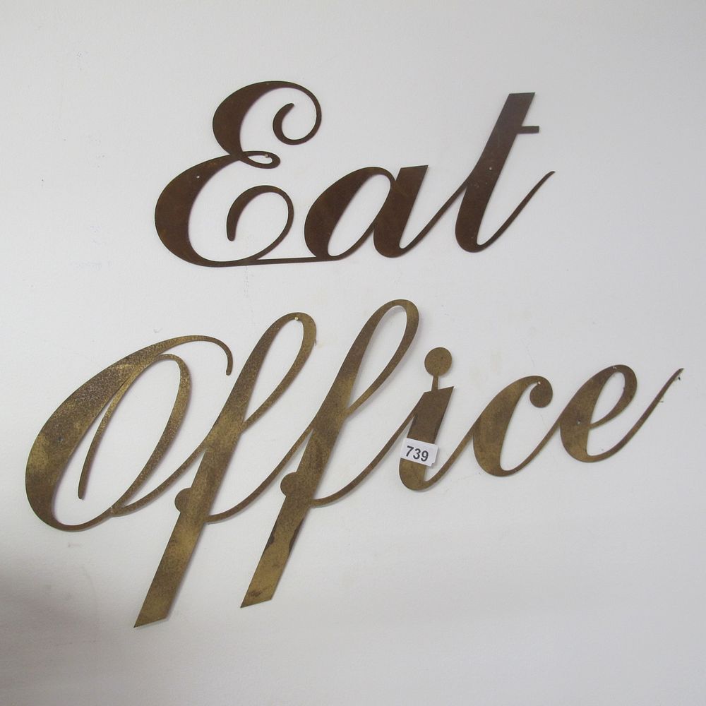 Lot 739: Metal 'Eat' & 'Office' signs