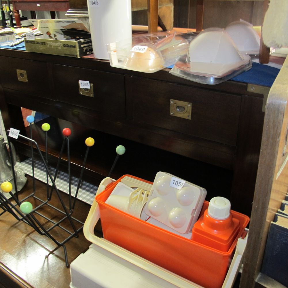 Lot 1053: Modern "campaign" styled coffee table