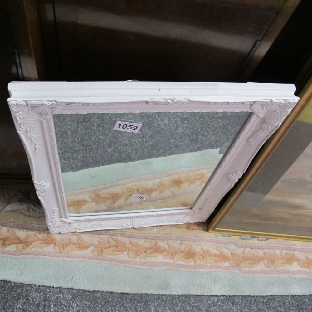 Lot 1059: White framed mirror