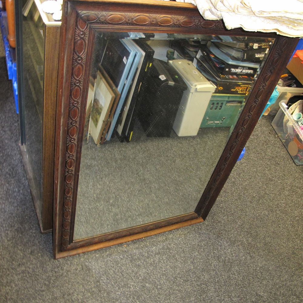 Lot 1077: Vintage wood framed mirror