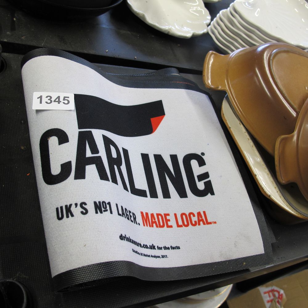 Lot 1345: Carling beer mat