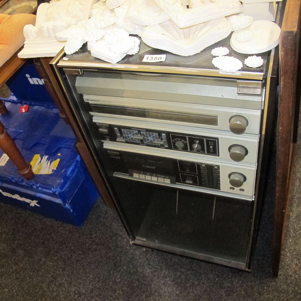 Lot 1350: stereo system and cabinet