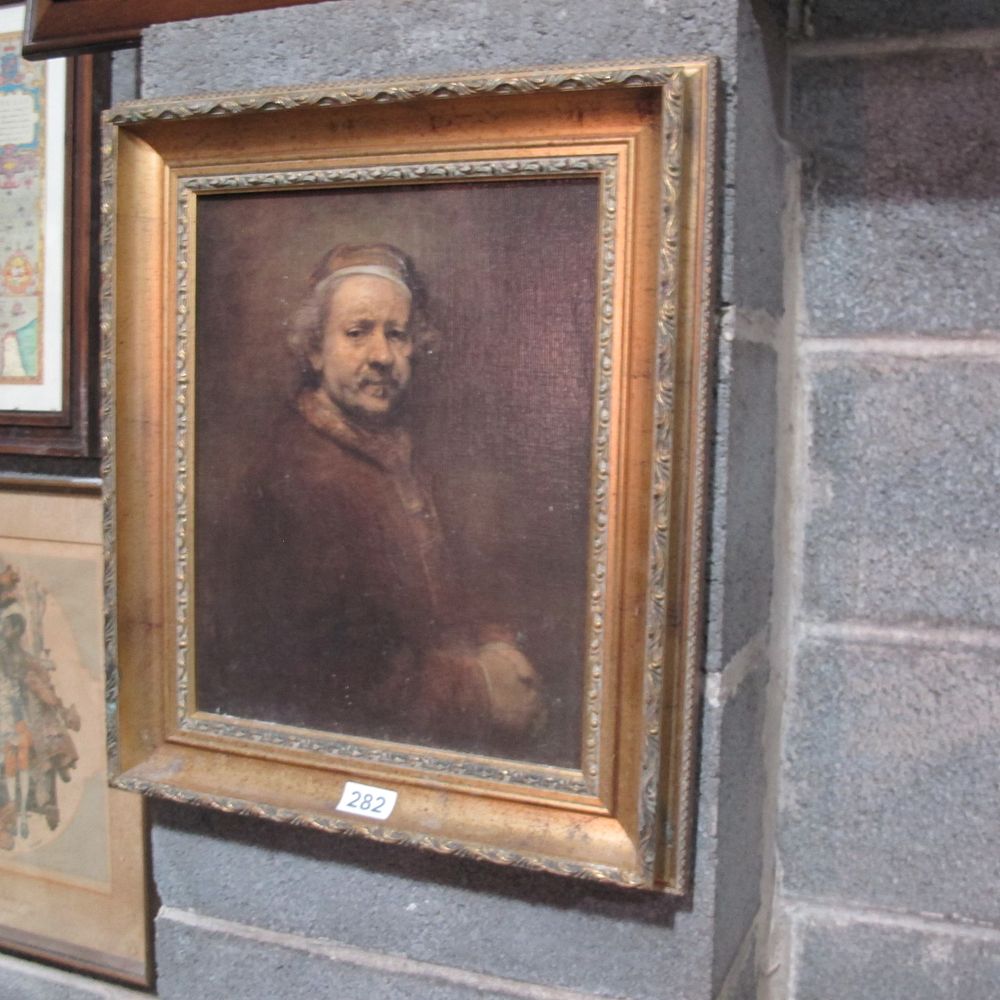 Lot 282: Framed picture of an old time painter and...