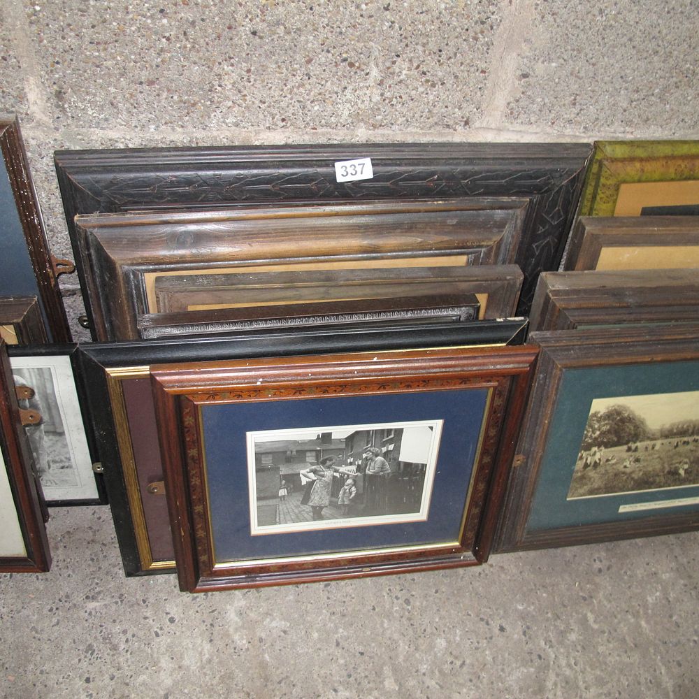 Lot 337: interesting framed and glazed pictures and black and...
