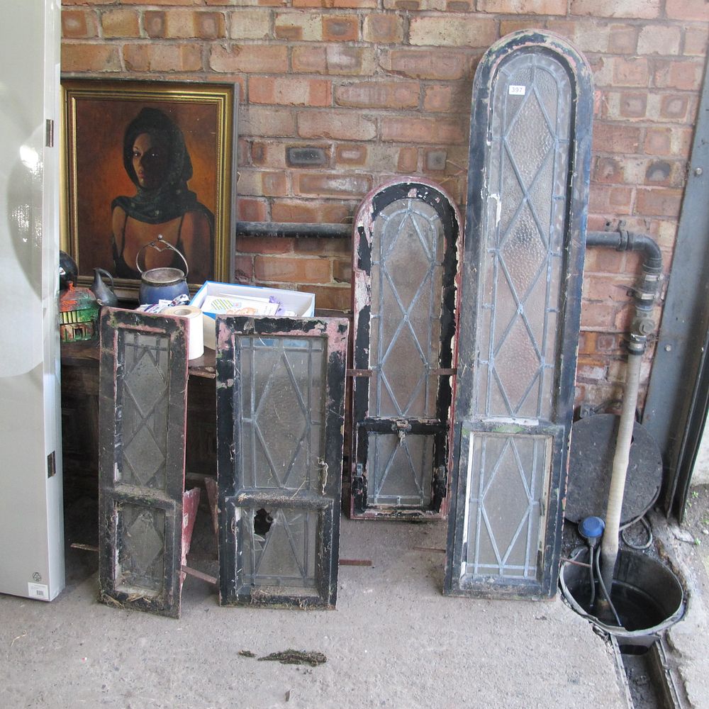 Lot 397: 4 reclaimed leaded windows