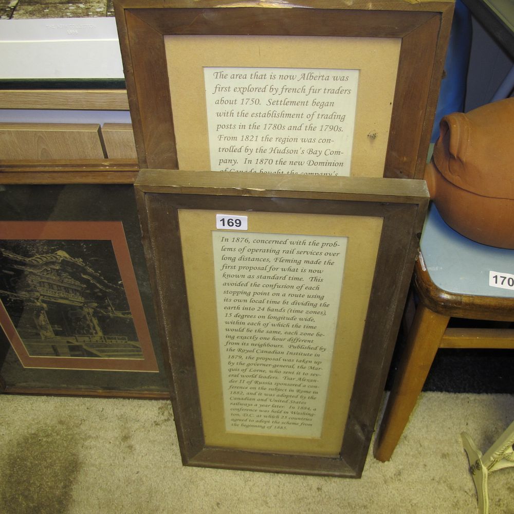 Lot 169: framed and glazed history of Alberta, Canada
