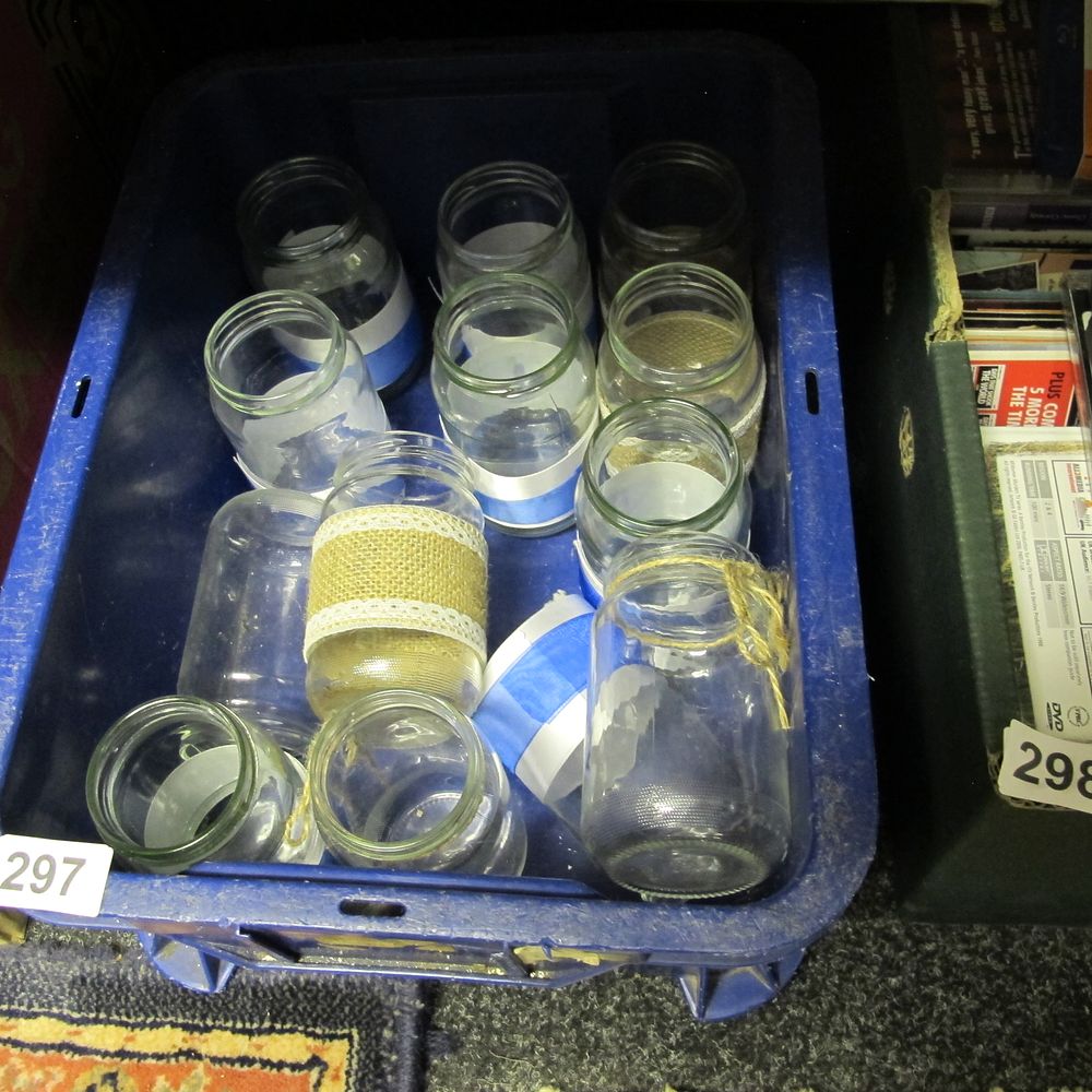 Lot 297: box of glass jars