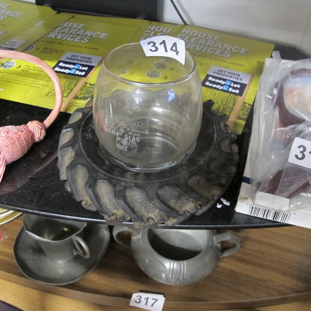 Lot 314: glass and tyre coaster